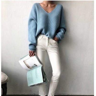 大きいサイズ レディース 広めvネック 畦編み ざっくり ニット トップス セータービッグサイズ オーバーサイズ 韓国ファッション Ll 3l 通販 Lineポイント最大get Lineショッピング