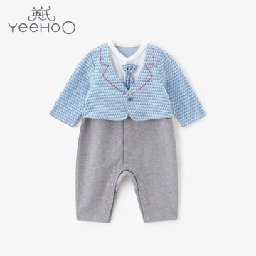 英氏男寶寶假兩件連體衣春裝新款嬰兒節日服裝帥YRHAJ11001A01