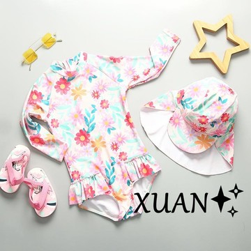 Xuan♥兒童泳衣 兒童泳裝 女童泳衣 寶寶泳衣 小孩泳衣 幼兒泳衣 長袖泳衣 防曬泳衣 韓國ins網紅女童卡通泳裝