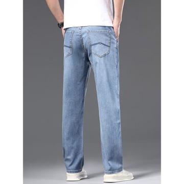 天絲萊賽爾輕薄款綿柔高端牛仔褲男士彈力寬松休閑直筒夏季長褲