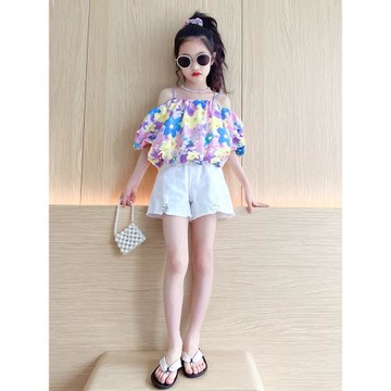 童裝女童夏裝套裝2026新款女大童碎花小女孩夏季上衣短褲兒童衣服