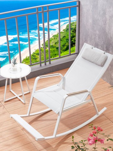 北歐搖椅躺椅室內客廳鋁合金網布搖搖椅茶幾組合陽臺休閑椅逍遙椅