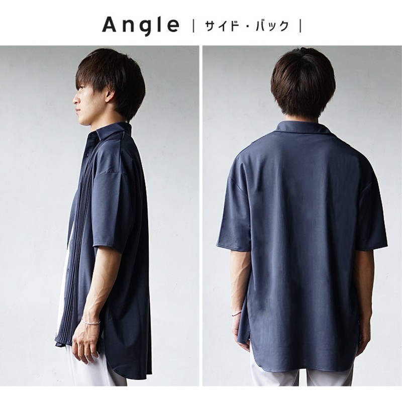 半袖Tシャツ メンズ プリーツ切替 . ラグスタイル LUXSTYLE 異素材切り替え半袖Tシャツ/Tシャツ 半袖