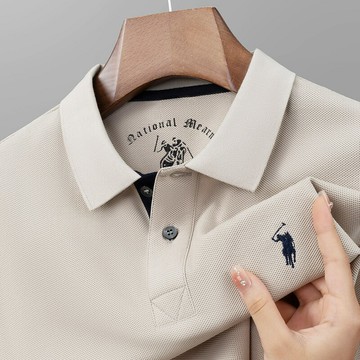 【新款熱賣】輕奢品牌男裝t恤翻領絲光棉純棉刺繡polo衫商務休閑上衣夏季短袖t