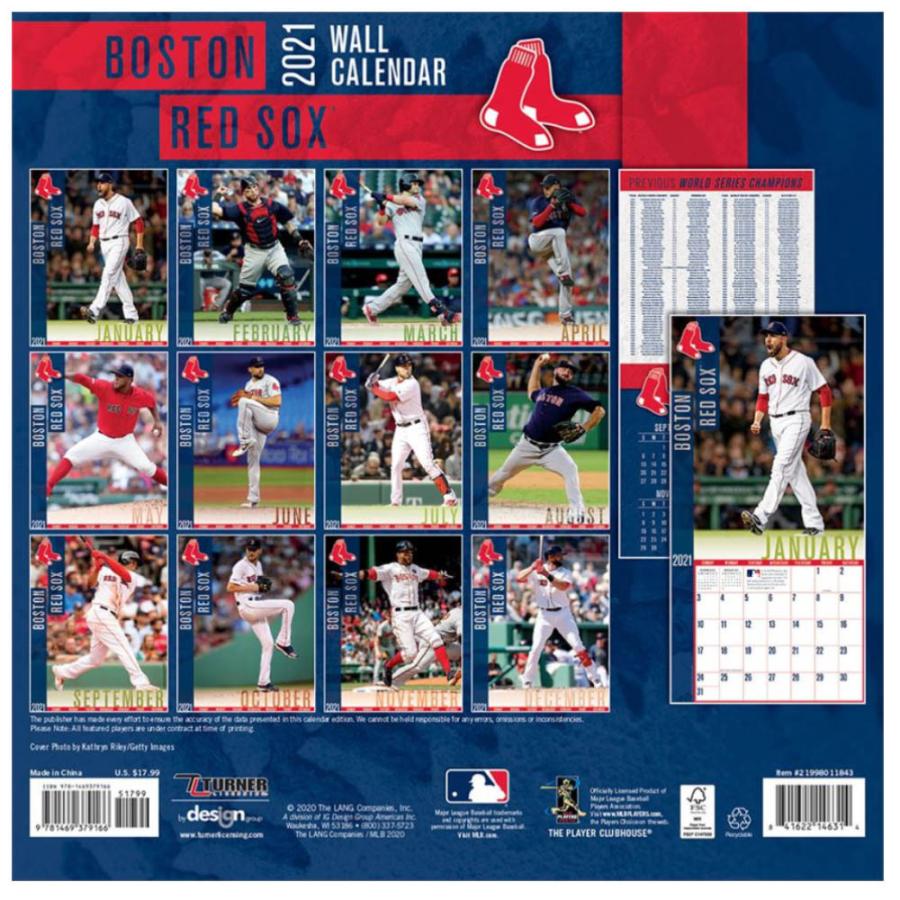 レッドソックス カレンダー メジャーリーグ MLB 2021年版 チーム 壁掛け ポスター インテリア Turner