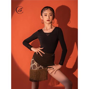 樂雅池2024秋冬新款練功服拉丁舞服裝兒童女訓練舞蹈服演出服