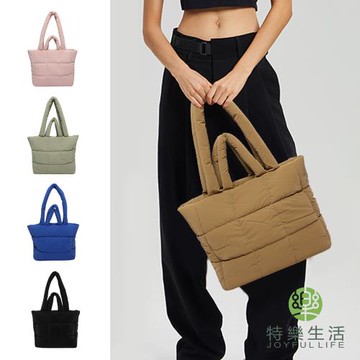 【JOYFUL LIFE 特樂生活】格紋雲朵手提單肩托特包