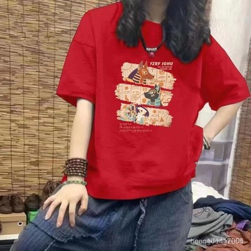 台灣出貨 100%純棉 短袖上衣 oversize T恤女 韓版上衣 女生上衣 寬鬆T恤 女上衣 短袖T恤 卡通上衣