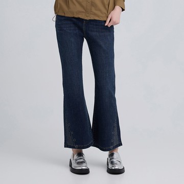 ILEY伊蕾 彈性萊卡微喇牛仔褲(藍；M-2L)