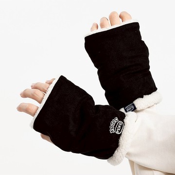 毛絨暖暖露指手套