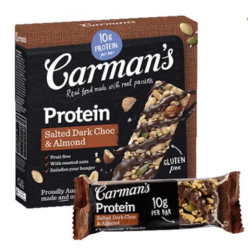 [澳洲 Carman's 康麥滋] 焦鹽黑可可大豆蛋白棒 (5條/盒)-[澳洲 Carman's] 焦鹽黑可可大豆蛋白棒 (200g/盒)