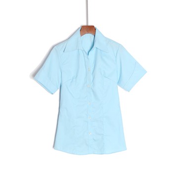 裝修身通勤短袖翻領單排扣襯衫顯瘦氣質時尚