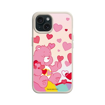 iPhone 15 SolidX 貝殼灰 - Care Bears - 愛心滿天