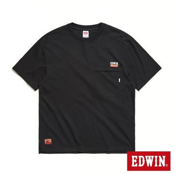 EDWIN 男款 COOL FLEX 未來風寬版剪接短袖T恤(黑色)