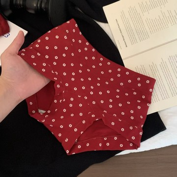 本命年內褲 純色大紅內褲 純棉內褲女 透氣加長襠平角褲 鴻運喜慶結婚紅色內褲女 小碎花內褲 性感內褲