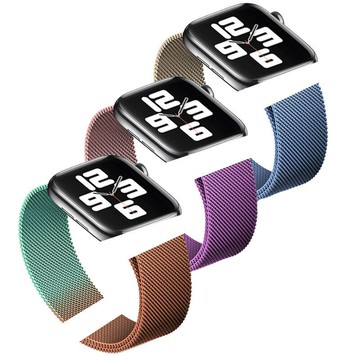 適用蘋果華為手表applewatch米蘭尼斯iwatch編織不銹鋼磁吸扣表帶【宜家良品百貨】