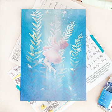 台灣風景/插畫收藏明信片/在海中睡著了Sleep in the Sea