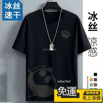🔥優品🔥特價短袖男🔥 大尺碼短袖 冰絲短袖男士夏季新款透氣網眼大碼帥氣半袖寬鬆體恤衫體恤上衣