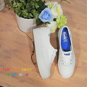 Keds 厚底 小白鞋 白色 全白 皮革 荔枝紋 基本款 防潑水 3公分 增高 經典款 帆布鞋 WH55748