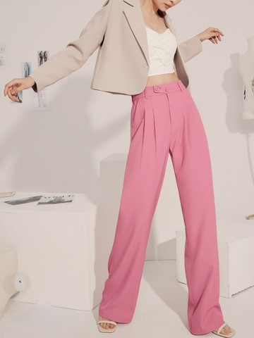 長纖腿．不對稱腰頭落地西裝褲(短版/一般/加長)