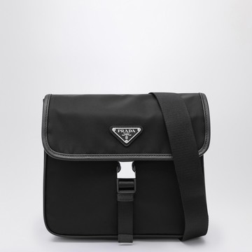 Shoulder bag in Re-Nylon and black Saffiano