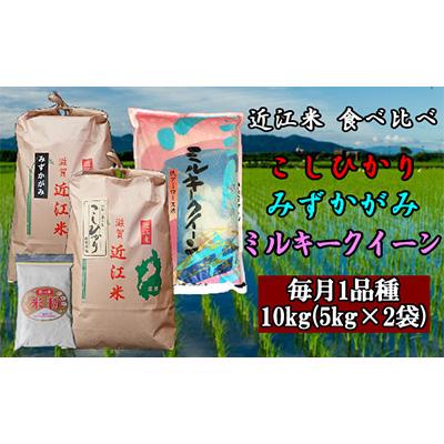 ふるさと納税 竜王町 近江米10kg　3品種食べ比べ　米粉付き全3回