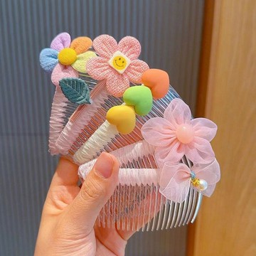 mori🎀mori兒童劉海整理髮梳後腦勺髮夾小女孩花朵插梳碎髮神器女童專用