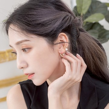 幾何線條珍珠耳骨夾-B40058