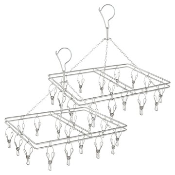 樂邦 不鏽鋼防風曬衣架 20夾  銀色  2個