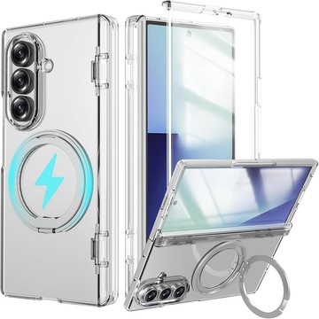 Z Fold8 / 7 / 6 系列殼 【ACE_CASE】Samsung Galaxy  Z Fold7 熱點 殼模一體 中軸全包 360度旋轉磁吸指環支架手機殼