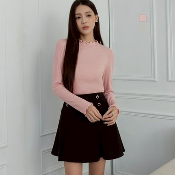 niceioi 繁星閃爍坑條荷葉邊亮蔥棉彈上衣