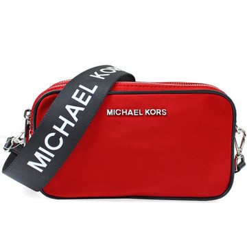 【Michael Kors】金屬銀字標誌 尼龍雙層拉鍊斜背 相機包(2色任選)