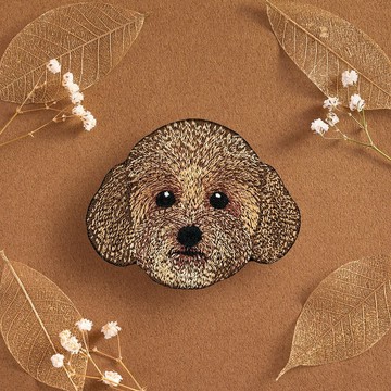 【寵物刺繡貼紙-燙布貼】棕色貴賓/紅貴賓狗 (大尺寸-B0001)
