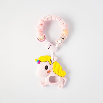 yuruo 彩虹 兔子 粉色彩虹小馬固齒器 / 客製化奶嘴鏈