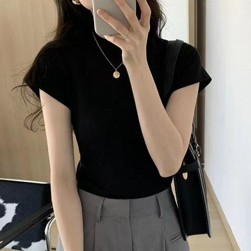 短袖t恤女 正肩t恤 基礎款純棉短袖上衣 夏季修身顯瘦百搭氣質休閒上衣 短板上衣 圓領上衣 女裝 衣服