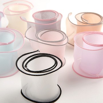 汽車香氛 車用擴香 夾式芳香車內香水 水晶純色彩邊雪紗帶 服裝鮮花裝飾蝴蝶結diy發飾材料粗邊紗織帶