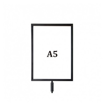 伸縮帶圍欄配件-鐵框標示牌 A5 黑色 標準型 / 組 RP-S51BK