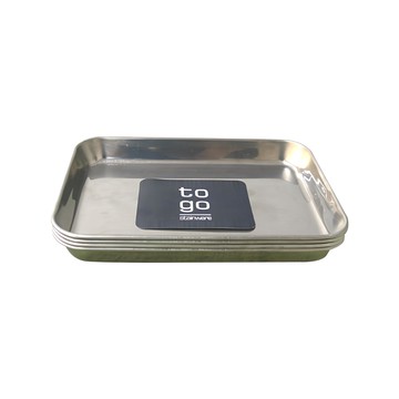 PAULUS Togo 不鏽鋼長方形托盤 Set 4入組  2號 185 x 135 x 19mm  不鏽鋼 銀色  1組