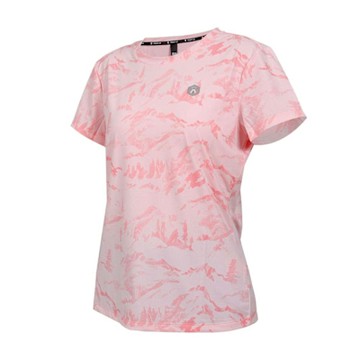 FIRESTAR 女短袖冰感印花T恤-慢跑 路跑 涼感 冰感 DL567-43 粉紅銀