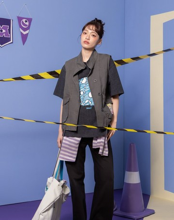 PIXAR系列 小逗布標立體口袋工裝背心(深灰色)