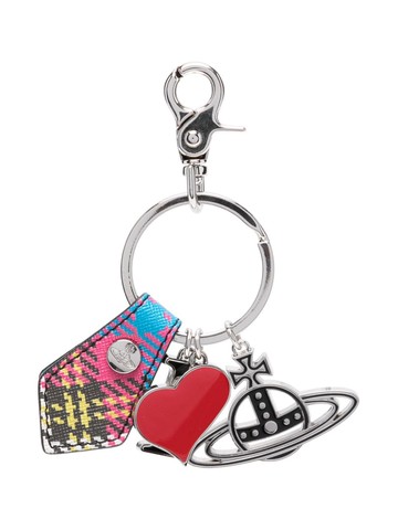 Vivienne Westwood - Orb-charm leather keychain - women - Brass - One Size - Silver