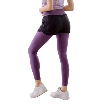 CHEAUCHI 巧奇 石墨烯彈力輕塑褲 假2件褲  M/L  黑色 + 梅果紫