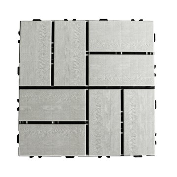 【AD德瑞森】四格卡扣式塑木造型防滑板/止滑板/排水板(4片裝)灰色