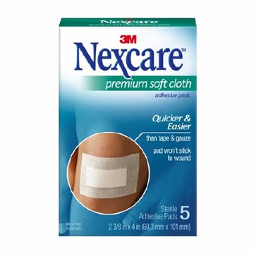 Adhesive Dressing NexcarePremium 2-3/8 X 4 Inch Soft Cloth Rectangle White Sterile 15 Count by Nexcare
