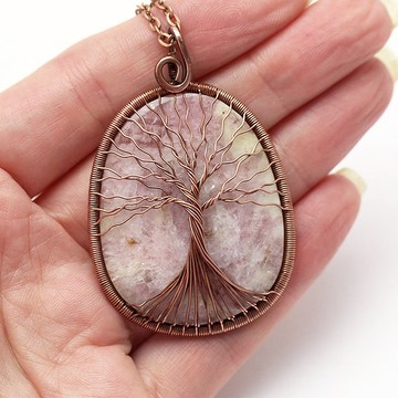 碧璽吊墜生命之樹吊墜項鍊十月生日石項鍊