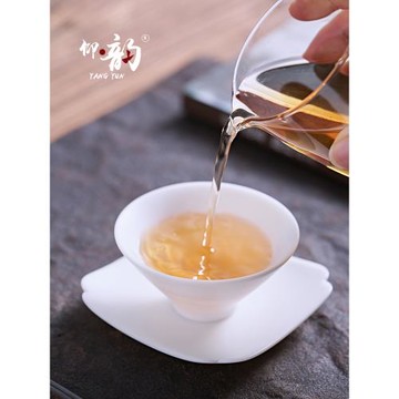 仰韻 羊脂玉瓷德化白瓷斗笠杯 功夫茶道茶杯品茗杯杯墊單只主人杯