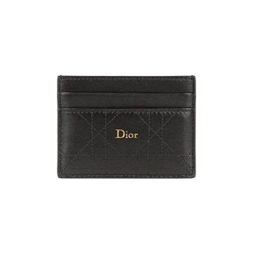 DIOR Trianon Freesia 縫線格紋小羊皮卡片夾/名片夾(黑色)