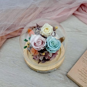 永生花玻璃罩  閨密禮物 情人節禮物 母親節禮物 生日禮物 PF-029