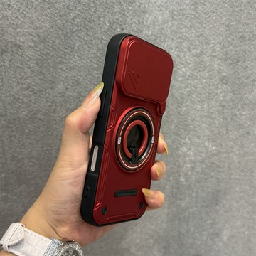 適用蘋果17手機殼紅色閃電指環支架iphone17promax鏡頭保護蓋16pro防摔磨砂膚感17pm商務16pm