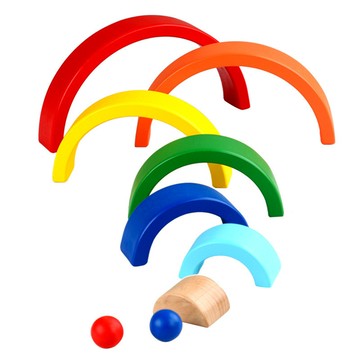 「童森系列」 木製彩虹蒙氏早教彩虹疊疊樂半圓拱形兒童益智創意玩具